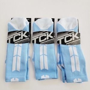 Lot 3 TCK Performance Socks Blue/White Size Medium Nylon Blend